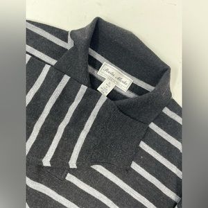 Poeta Moda Wool Polo Shirt Mens Adult Extra Large XL Black White Striped GHR3.